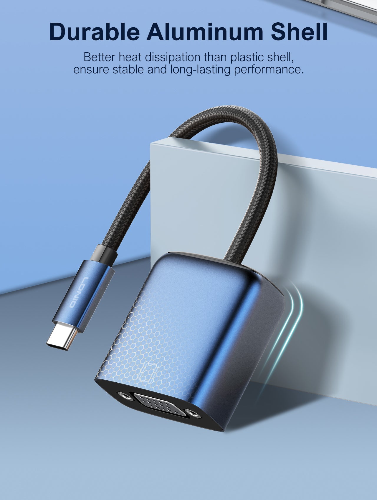 LDNIO HD-11C USB-C to VGA Plug & Play Display Adapter