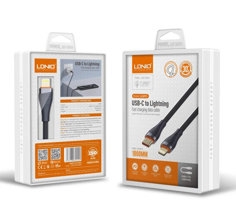 LDNIO LC692i Fast Charging PD30W Type-C to Lightning - 2m