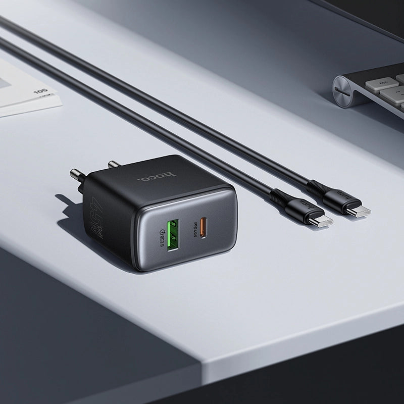 HOCO C158A 45W GaN Fast Charger USB C Dual Port Charger
