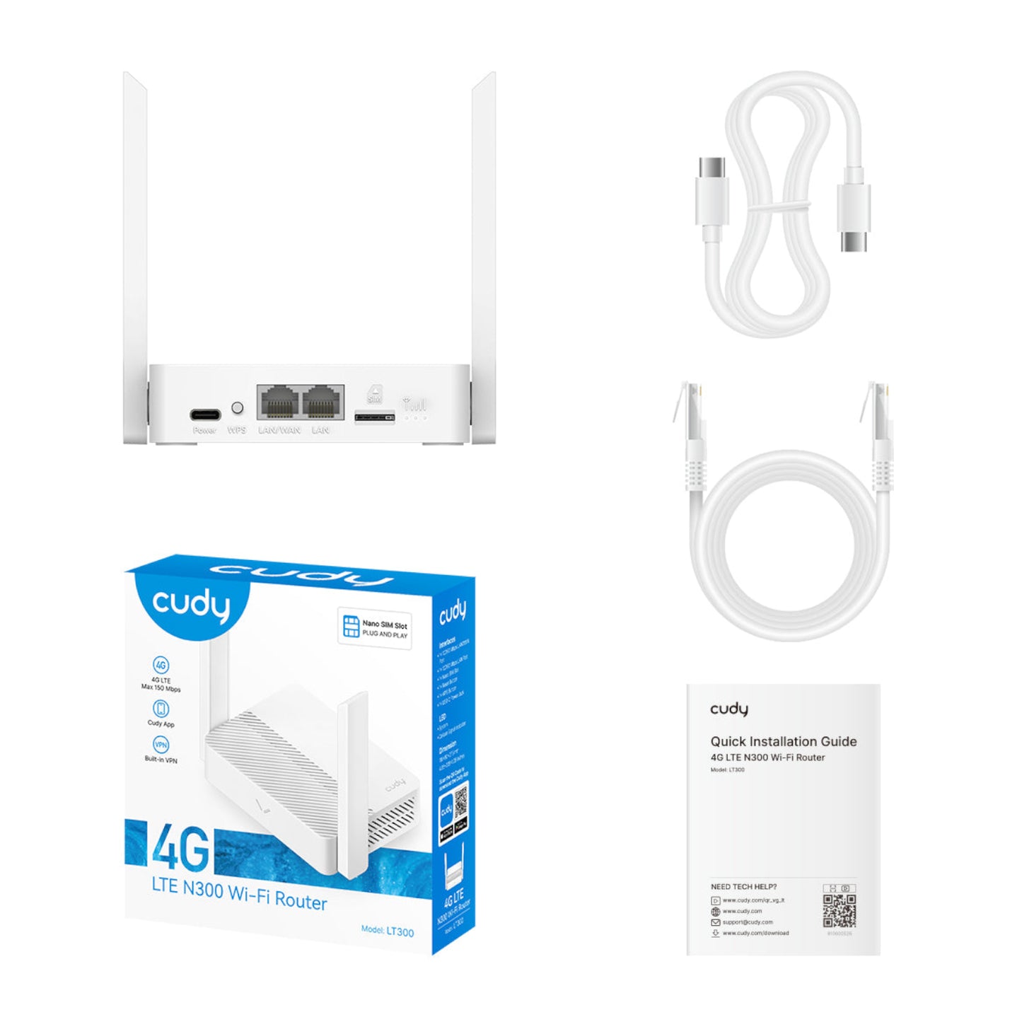 Cudy LT300 4G LTE N300 Wi-Fi Router – White