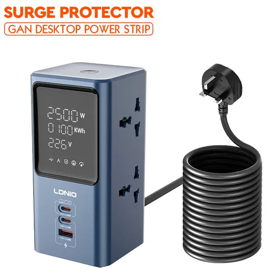 LDNIO SC2 45W PD charger 2500W universal power strip with LED