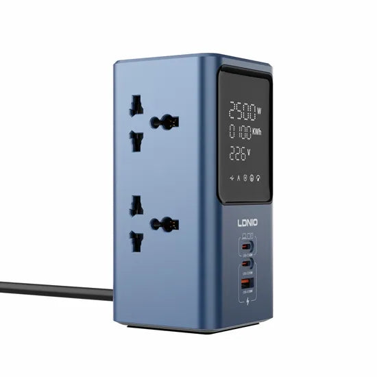 LDNIO SC2 45W PD charger 2500W universal power strip with LED
