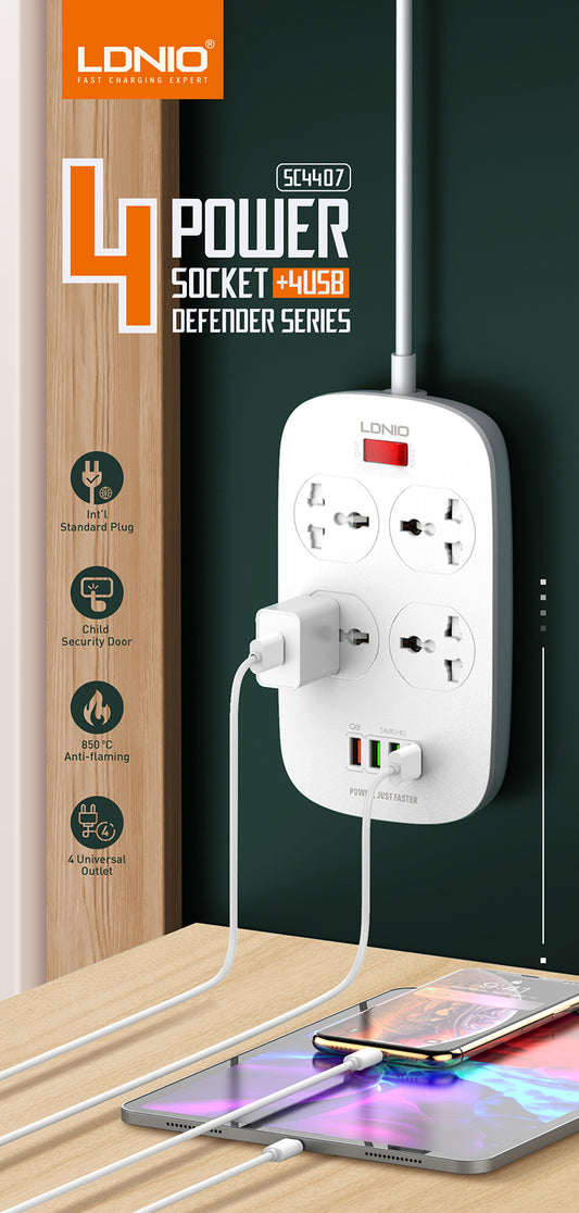 LDNIO SC4407 Universal Outlet Fast Charging Power Strip