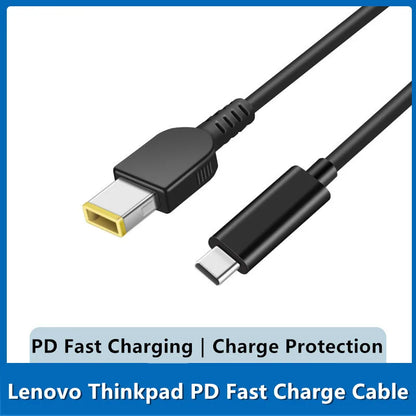 65W USB C to DC Charging Cable Rectangle DC Jack 11.0 x 4.5mm for Lenovo Laptops