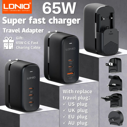 Ldnio Q367 65W GAN Fast Charger with USB C to C Cable