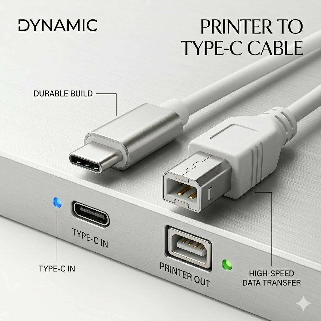 USB-C to USB 2.0 Printer Cable High-Speed , Plug & Play- 3m