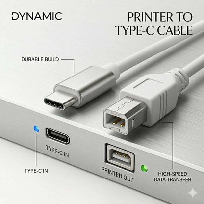 USB-C to USB 2.0 Printer Cable High-Speed , Plug & Play- 3m