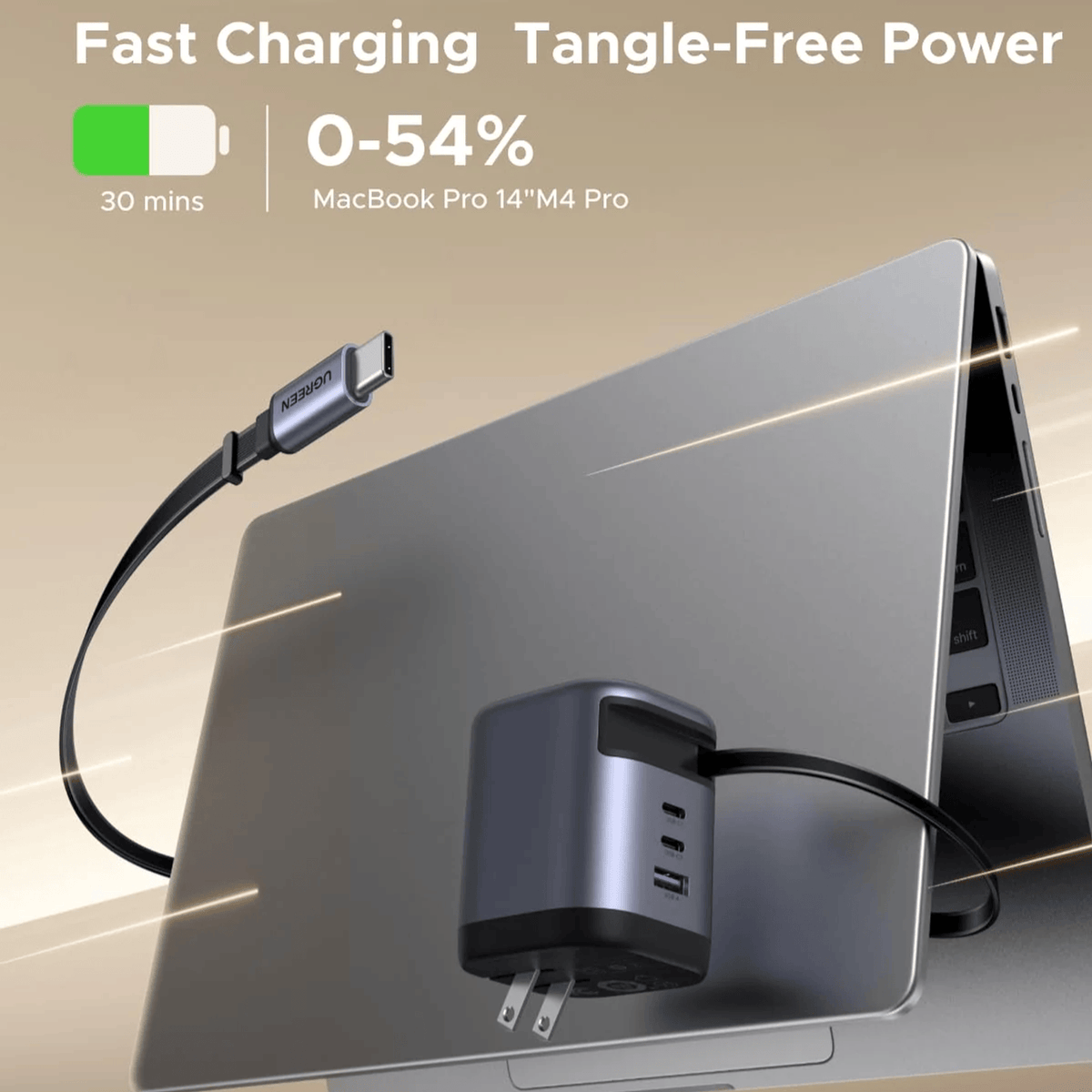 UGREEN Nexode 100W Charger with Retractable USB Type-C Cable