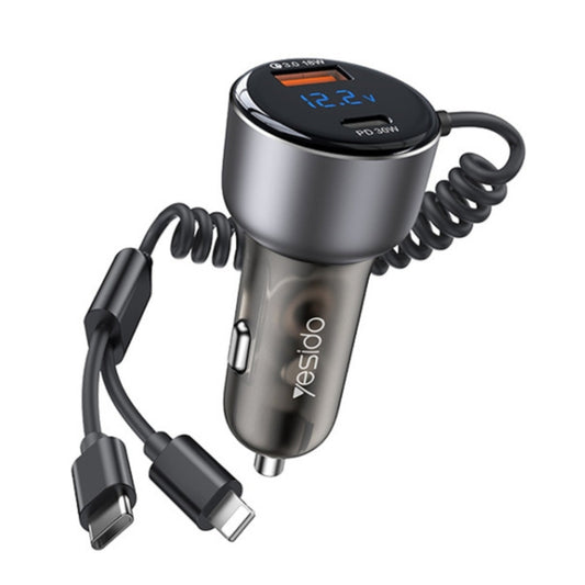 Yesido Y58 60W Fast Charging Car Charger | Built-in Type-C And Lightning