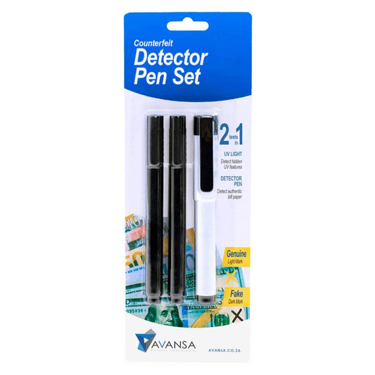Avansa Counterfeit Detector Pen with UV light - 3 pack