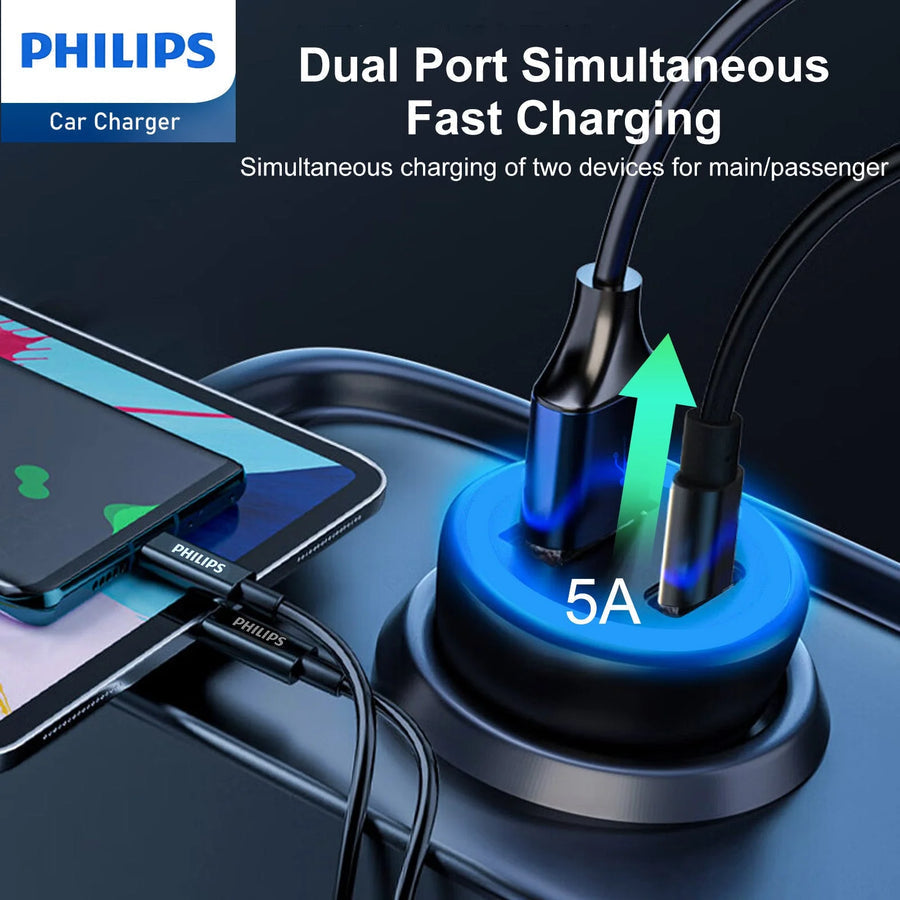 Philips Dual Port Car Charger - 36w