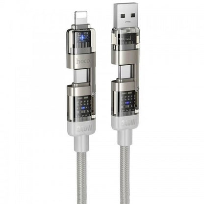 hoco U151 240W 4 in 1 USB and Type-C to Type-C and 8 Pin Charging Cable- 1.2m