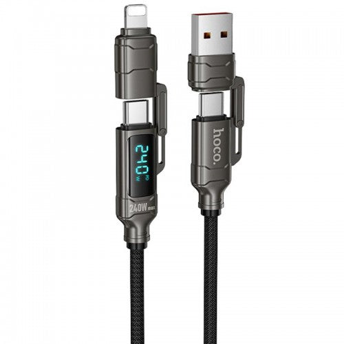 HOCO U152 4-in-1 Fast Charging Cable, 240W with Digital Display