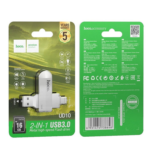 Hoco UD10 2-in-1 Type-C USB3.0 Flash Drive -16GB