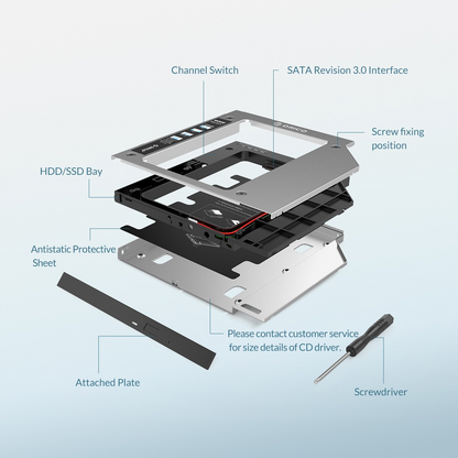 Pollen-Tech 2.5" SATA Universal Optical HDD/SSD caddy