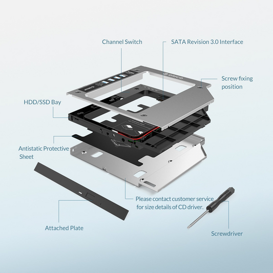 Pollen-Tech 2.5" SATA Universal Optical HDD/SSD caddy