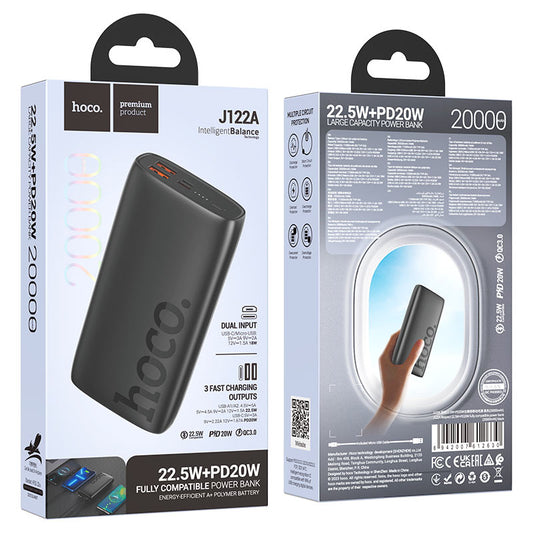 HOCO 20000mAh Power Bank Fast Charging 22.5W Dual USB Output - J122A