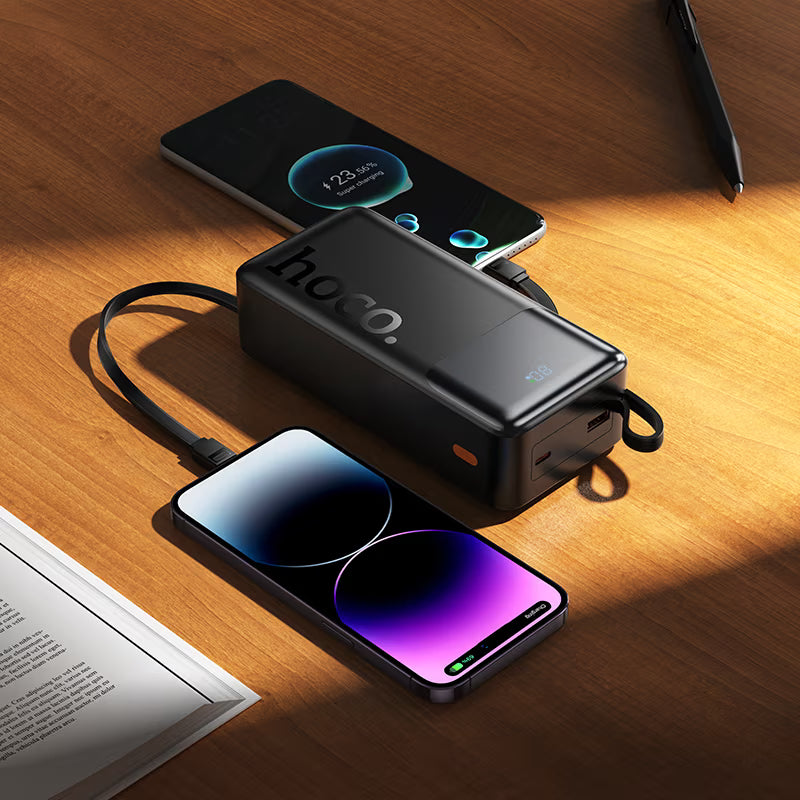 Hoco J156B 30000mAh Power Bank - Fast Charging ,4 Built-In Cables