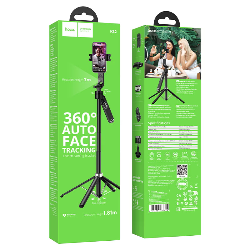 Hoco.K32 Smart Face Tracking Tripod 360 Auto AI Selfie Holder