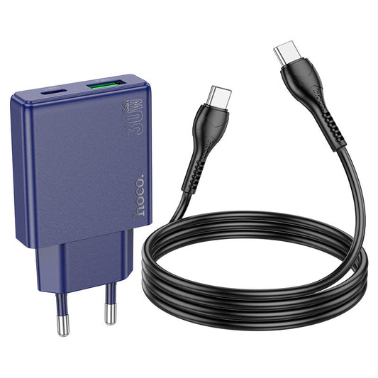 HOCO N45 Dual Port Wall Charger Set PD30W + QC3.0 Cable Set Type C to Type C
