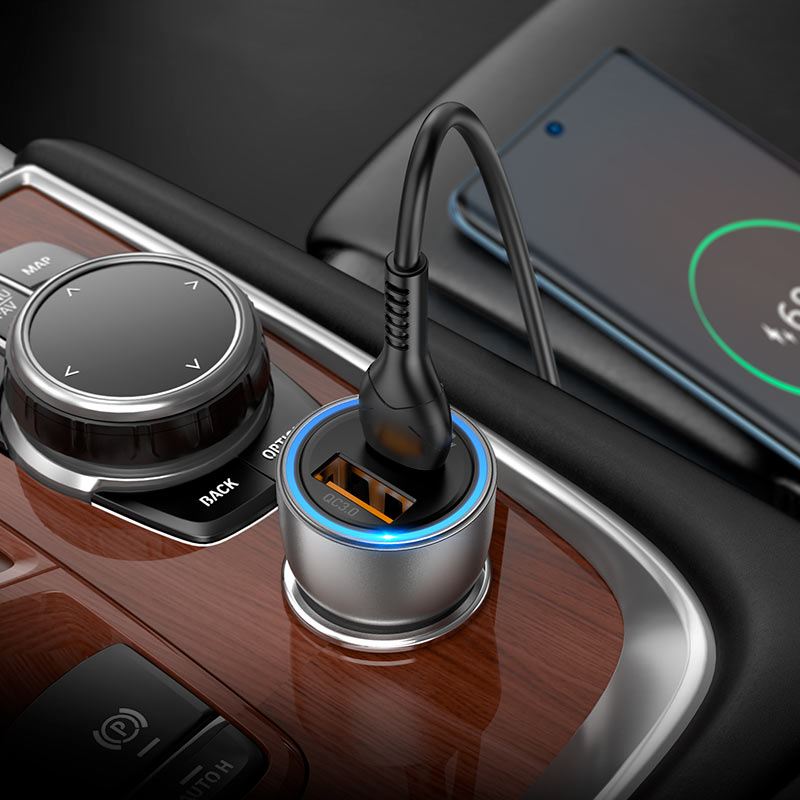 Hoco NZ8  43W dual port PD25W+QC3.0 car charger (Blue)