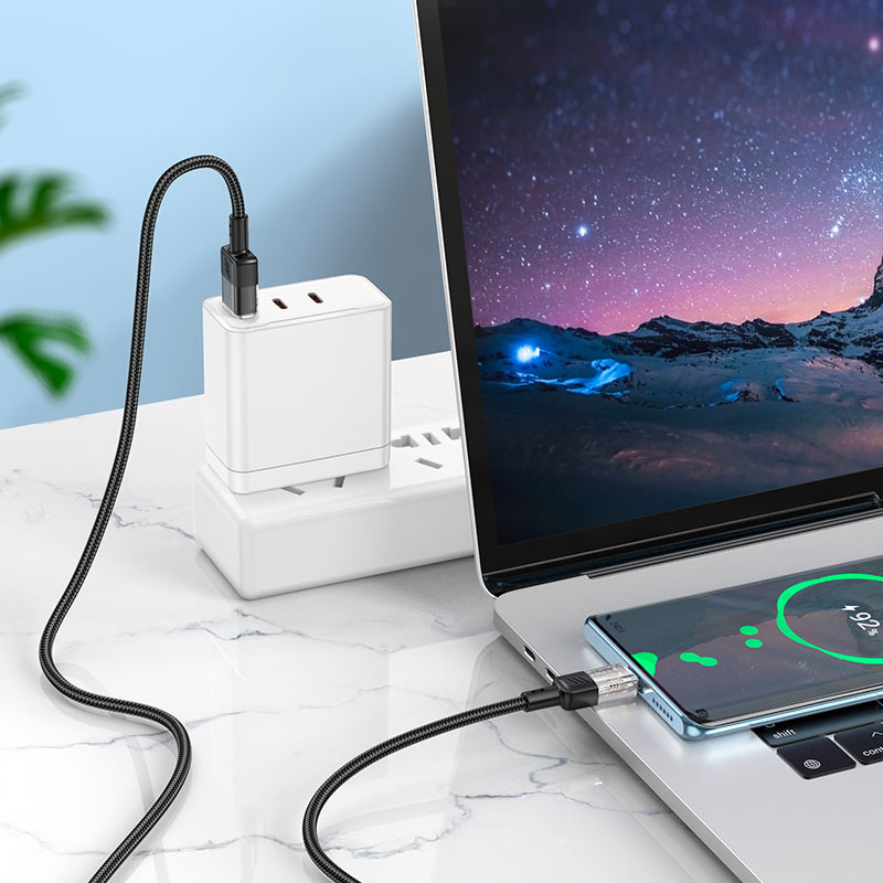 Hoco U129 USB to Type-C Braided Fast Charging Data Cable 3A - 1.2m