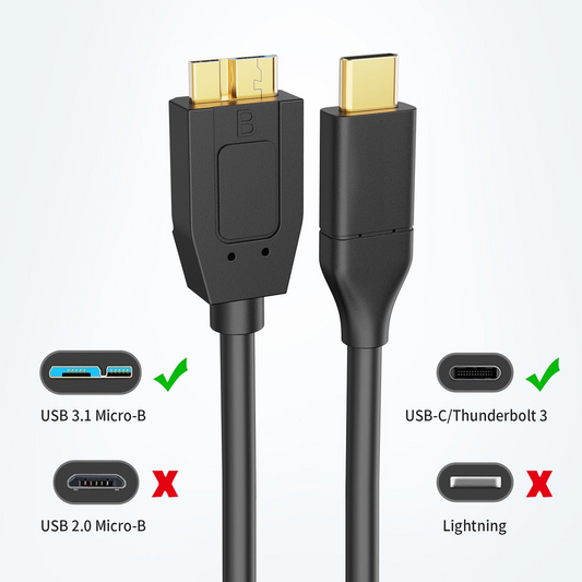USB Type-C to Micro B Hard Drive Cable - 1m