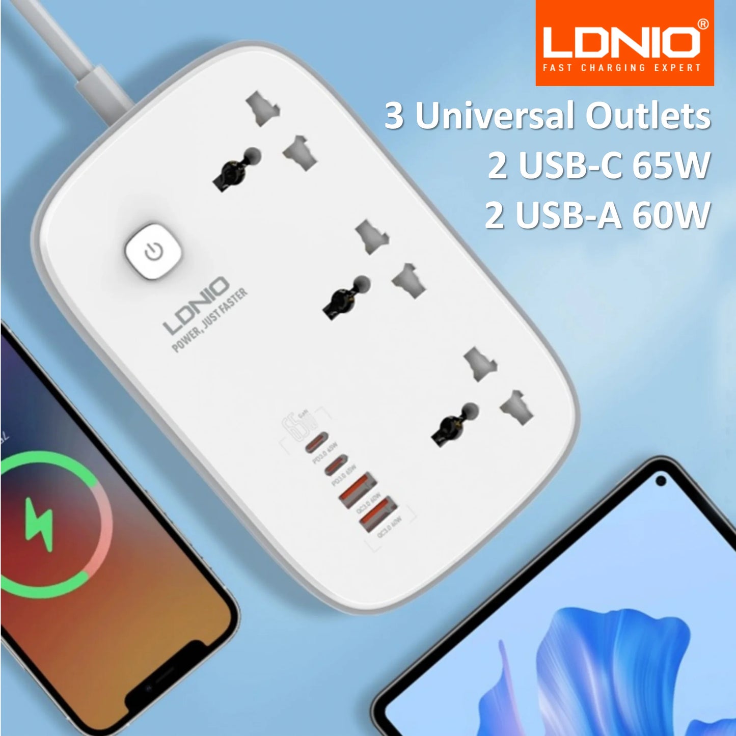 LDNIO (SC3416) 65w PD 3 Sockets/ 2 USB Power Strip