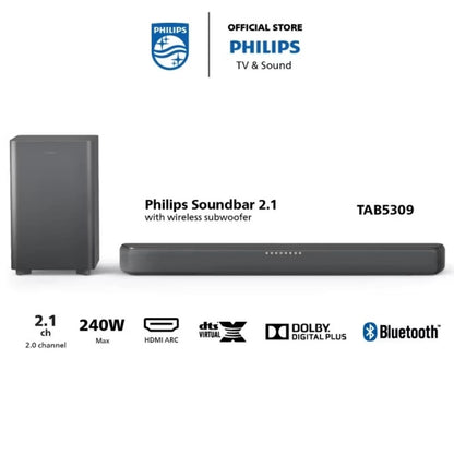 Philips 2.1 Channel Soundbar with Wireless Subwoofer 140W