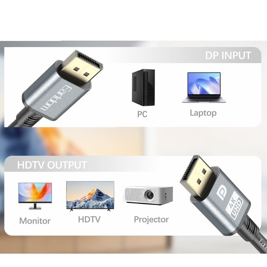 Earldom W38 4k@60Hz DisplayPort to DisplayPort Cable, 2 Meter