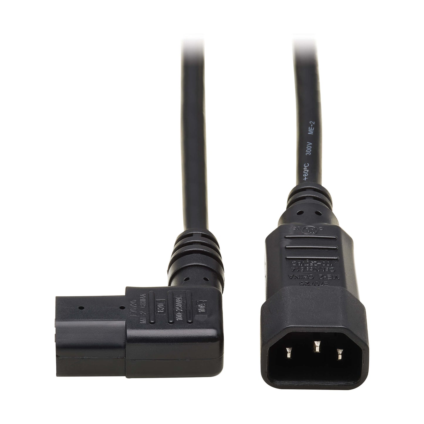 Pollen Right-Angle C13 to C14 Power Extension Cord, 10A, 250V, 18 AWG - 1.5m