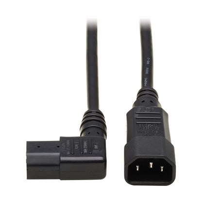 Pollen Right-Angle C13 to C14 Power Extension Cord, 10A, 250V, 18 AWG - 1.5m