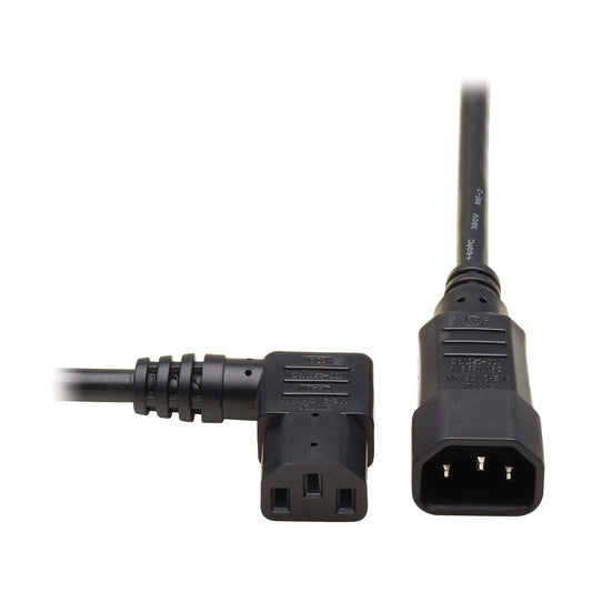 Pollen Right-Angle C13 to C14 Power Extension Cord, 10A, 250V, 18 AWG - 1.5m