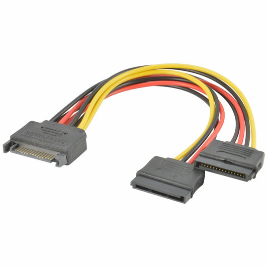 POLLEN 2x SATA Power 15 pin Y Splitter Cable Adapter Male to Female for HDD Hard Drive