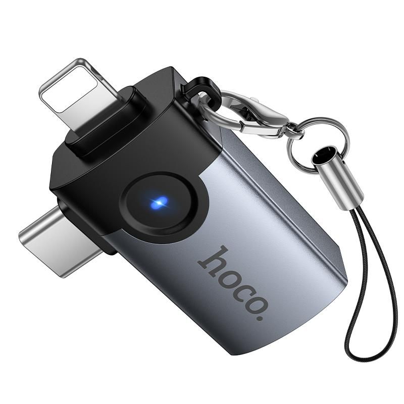 hoco UA46D 2 in 1 Lightning & USB-C / Type-C Male to USB Female Adapter