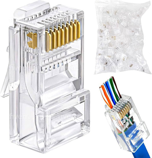Pollen Pass Through Cat6 RJ45 Connectors - 100 pack