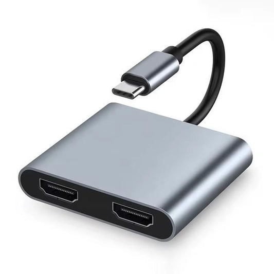 USB C to Dual HDMI Adapter 4K@60Hz - 2-in-1 USB Type C to Dual Monitors