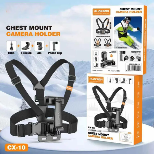 Plokama CX-10 Action Camera Chest Mount Harness Strap for Gopro & Phones