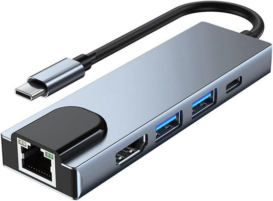 5 in 1 USB-C Hub with 100W PD, 4K HDMI, USB Ports & Ethernet