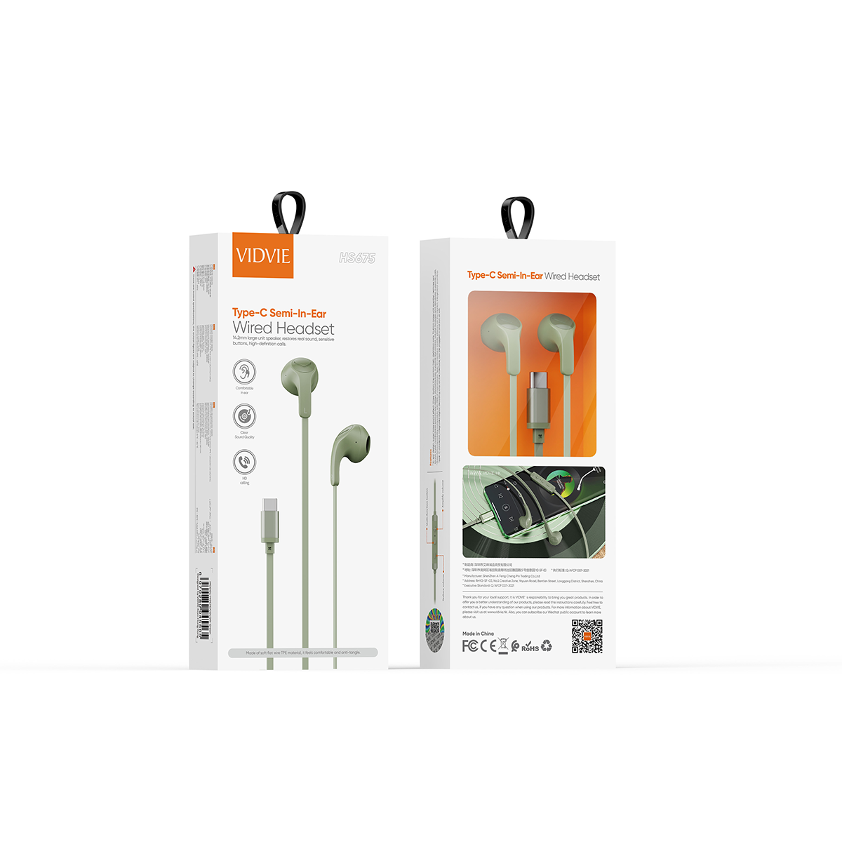 Vidvie HS675 Type-C Wired In-Ear Headset - Green