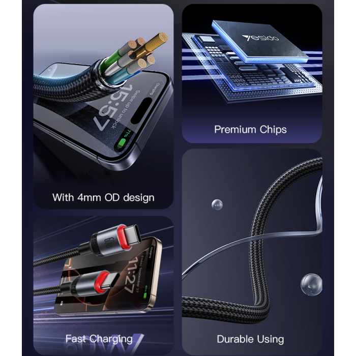 Yesido CA186 60W Type-C to Type-C Fast Charging Cable - 1M