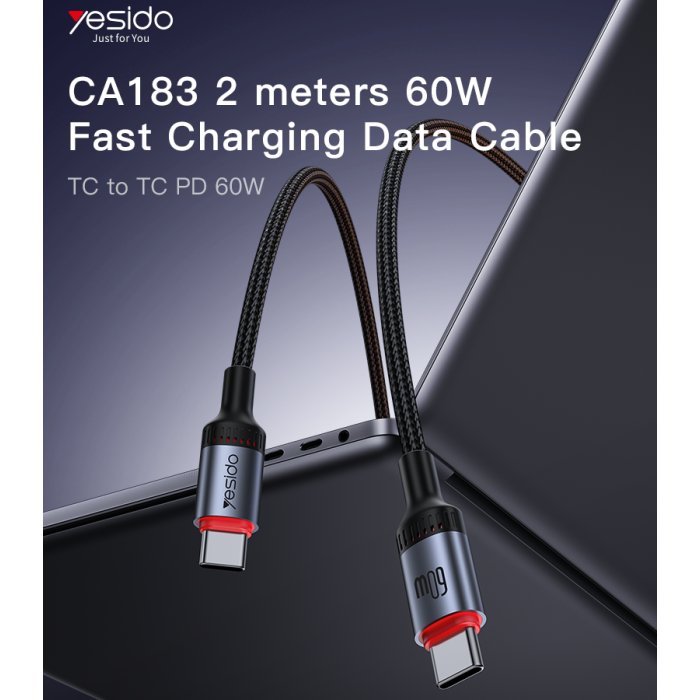 Yesido CA186 60W Type-C to Type-C Fast Charging Cable - 1M