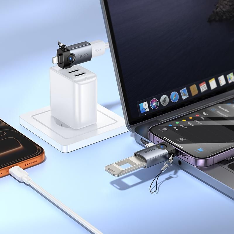 hoco UA46D 2 in 1 Lightning & USB-C / Type-C Male to USB Female Adapter