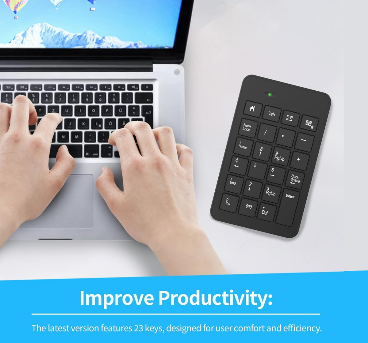MIKUSO KB-W047 Premium Wireless Numeric Keypad Office & Accounting - 23 key