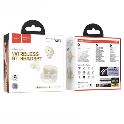 HOCO EQ24 TWS White Wireless Bluetooth Earbuds - Cream