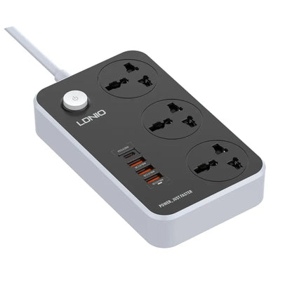 LDNIO SC3412 Power Strip with 3 AC Sockets + PD Type-C Ports