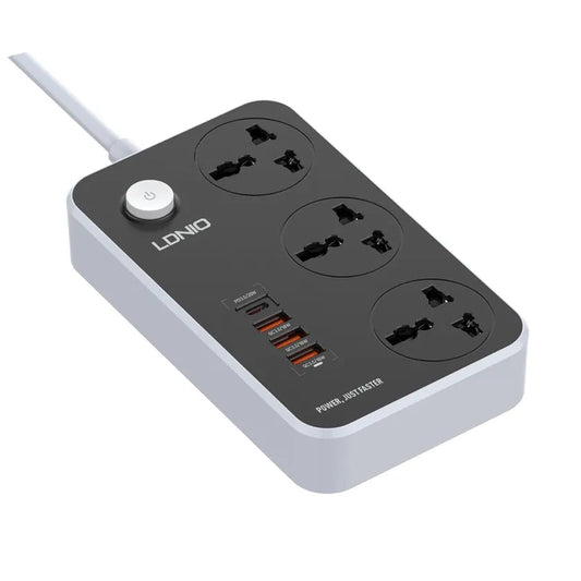 LDNIO SC3412 Power Strip with 3 AC Sockets + PD Type-C Ports